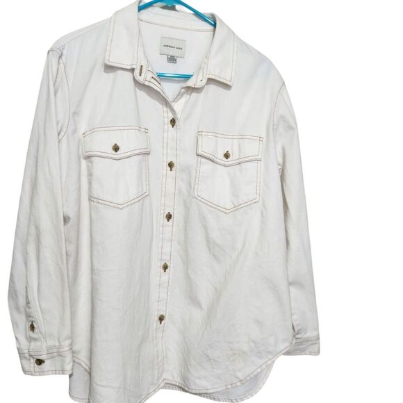 American Eagle Shirt For Men Size Medium White With Pockets - Picture 1 of 11